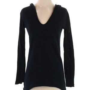 Barneys New York Black V-Neck Hoodie